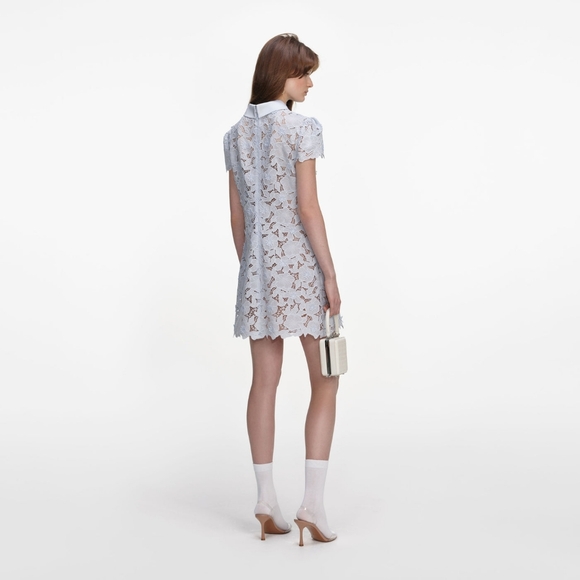 Self Portrait Blue Guipure Lace Mini Dress - Picture 5 of 7